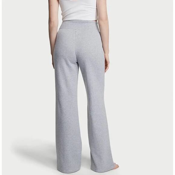 Victoria's Secret Women’s Small Sweatpants Wide Leg Fleece Lace Up Pants Grey - Picture 2 of 13